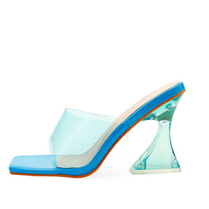 Star Style Transparent Crystal Clear Heeled Slide