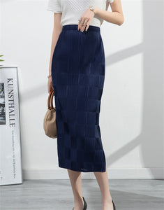 Slim Plaid Pleated  Skirt