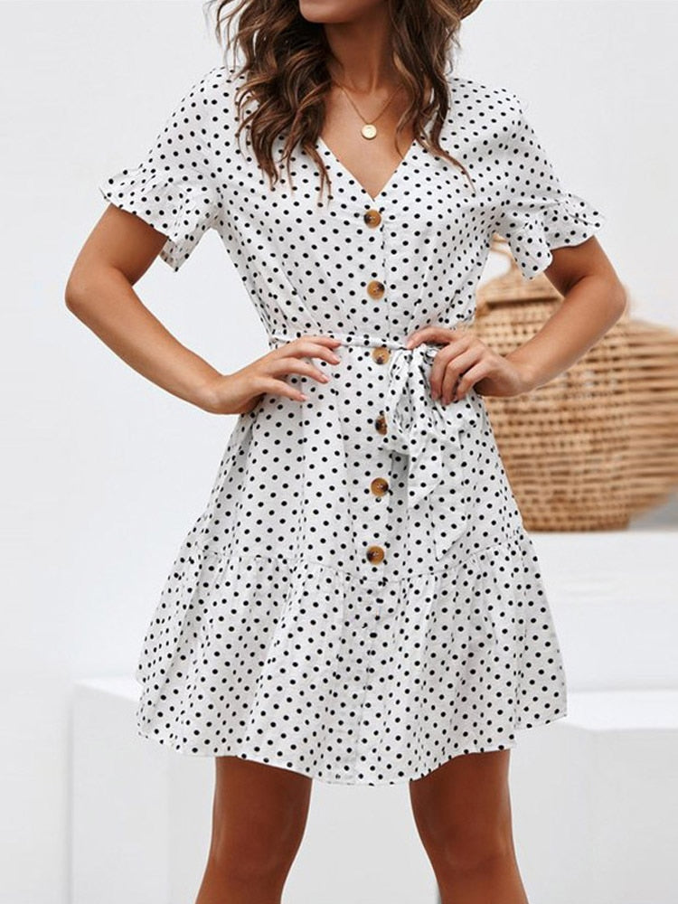 Chiffon Dress Casual Short Sleeve