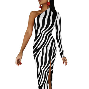 Black And White Zebra Print Maxi Dress