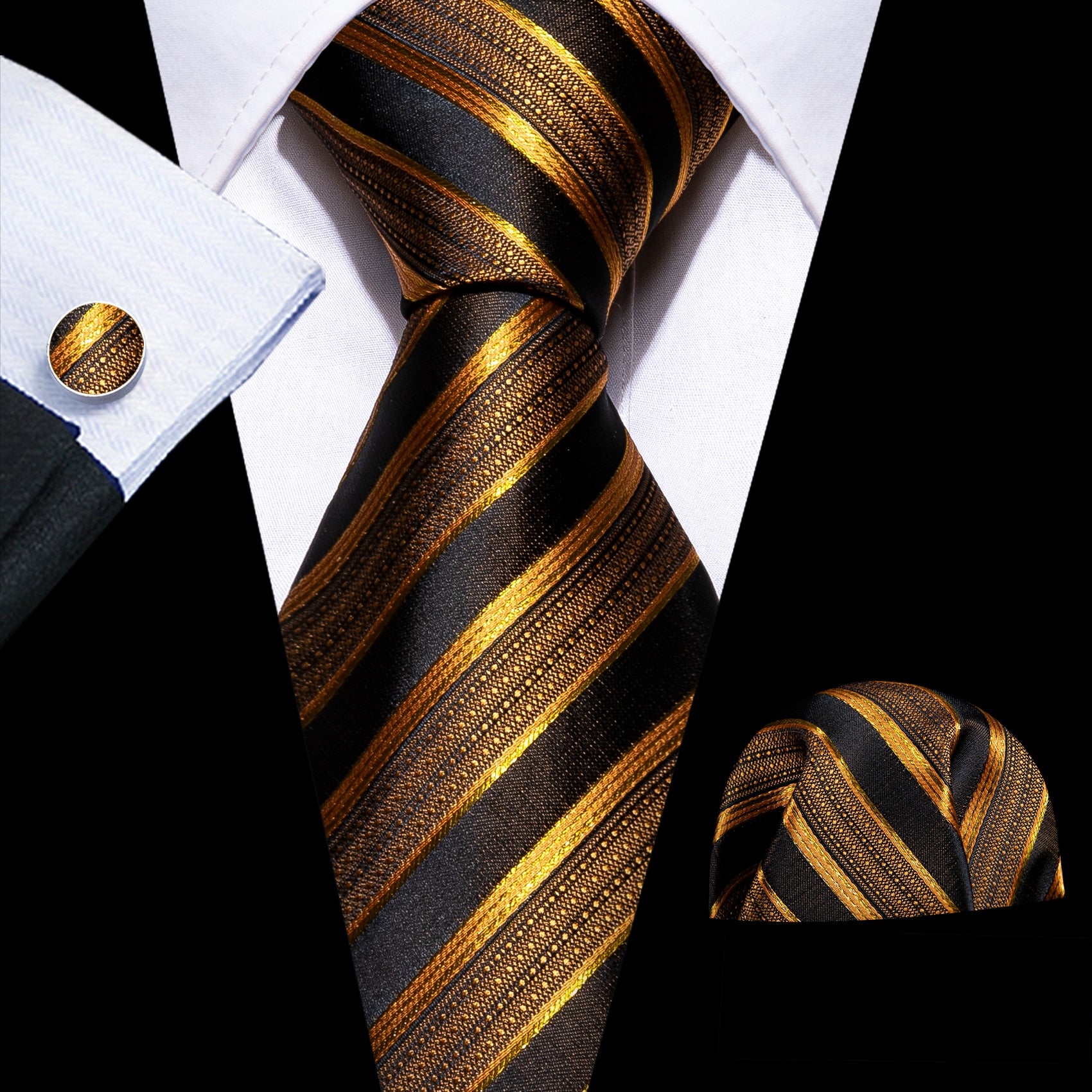 Gold Paisley Men Silk Necktie Fashion