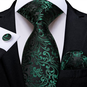 Tie -  Novelty Design Silk Teal Green Paisley Tie