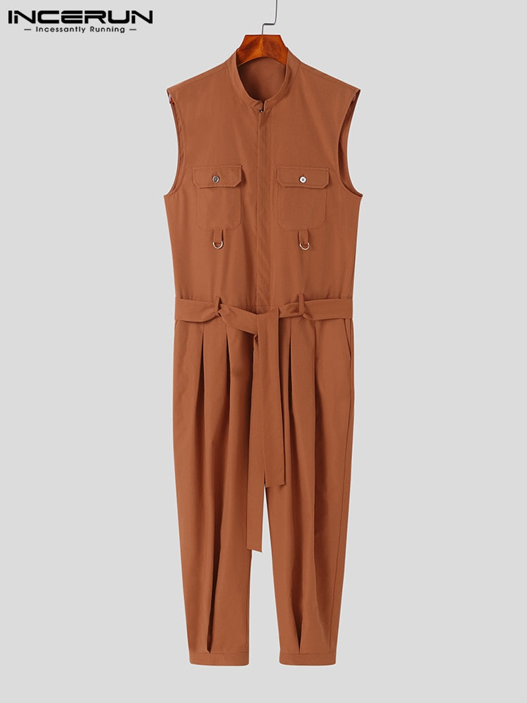 Jumpsuit - Solid Lapel  Men Jumpsuits