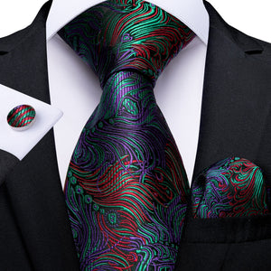 Tie -  Novelty Design Silk Teal Green Paisley Tie