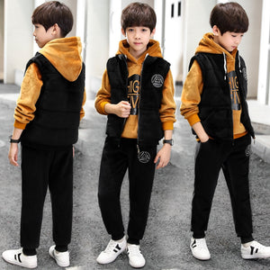 Boys Suit Sweatshirts +Pants+ Vest Cotton 3Pcs/Sets 