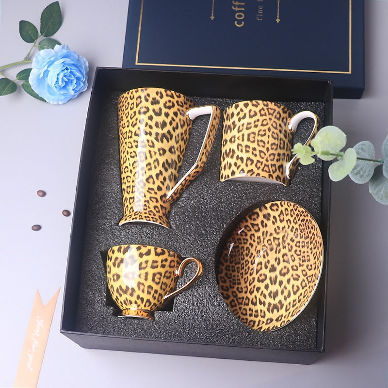 Tea Set - Coffee Mug and Tea Set Leopard Print