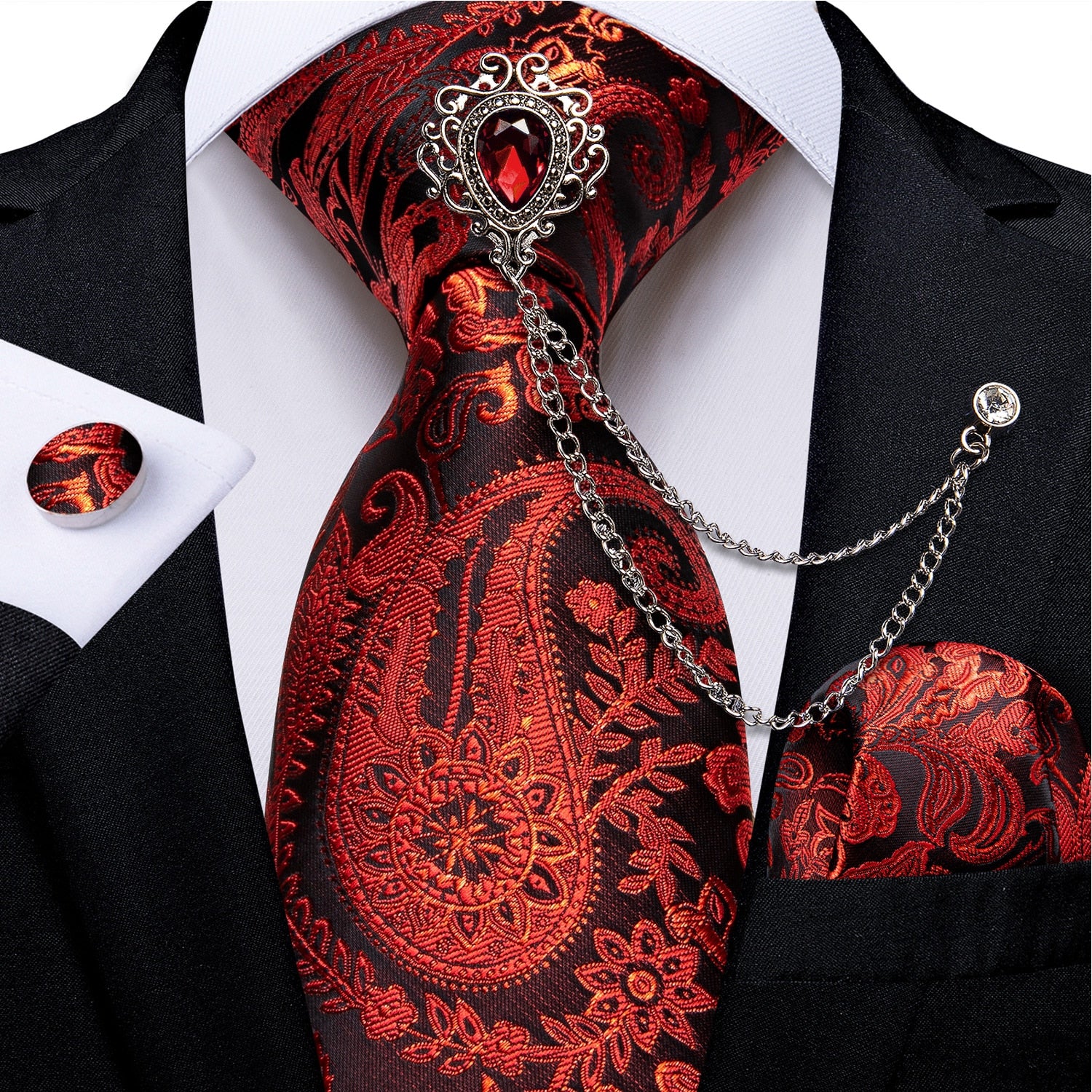 Red Fashion 8cm Men's Silk Tie