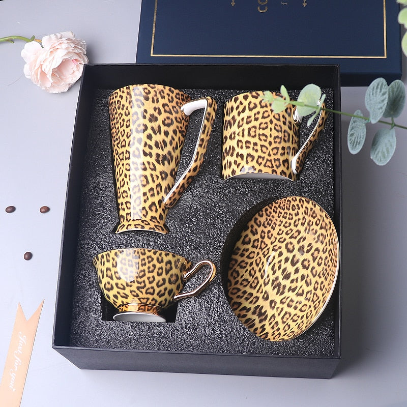 Tea Set - Coffee Mug and Tea Set Leopard Print