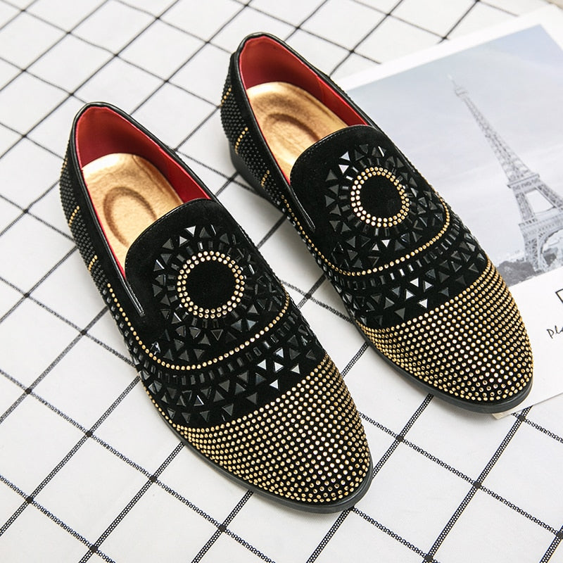 Noble Black Rhinestone Men Dress Shoes