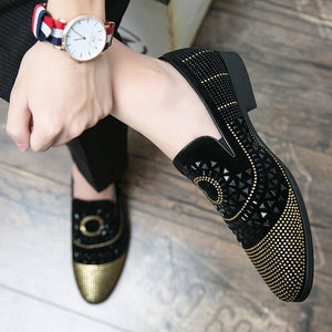 Noble Black Rhinestone Men Dress Shoes