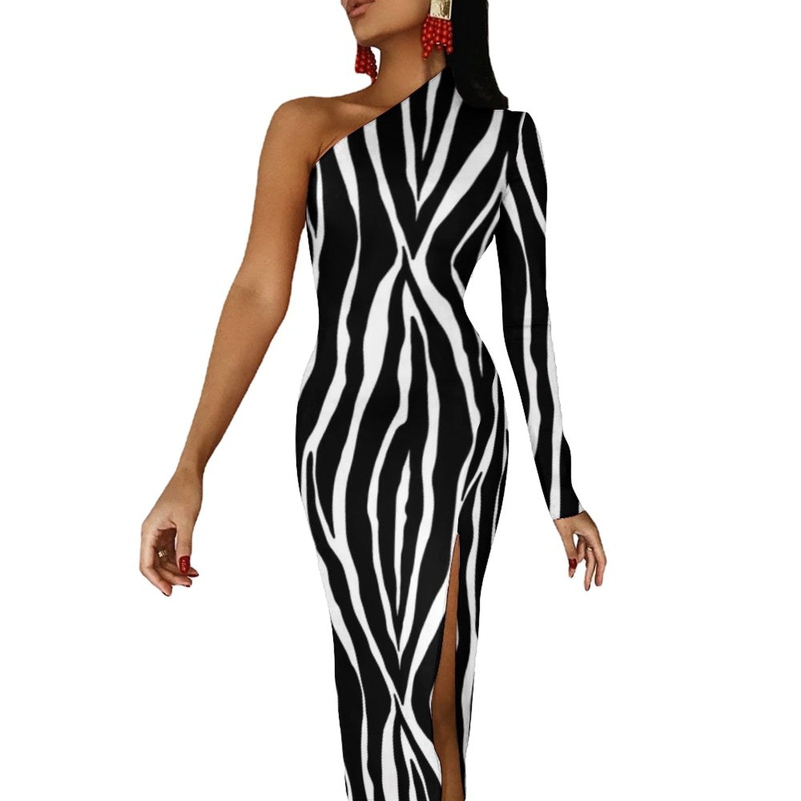 Black And White Zebra Print Maxi Dress