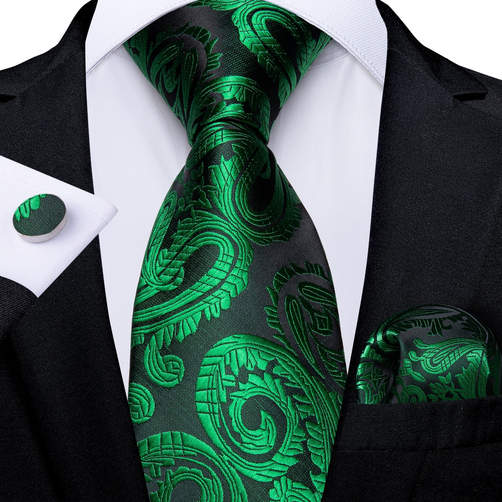 Tie -  Novelty Design Silk Teal Green Paisley Tie