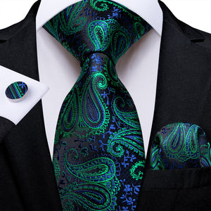 Tie -  Novelty Design Silk Teal Green Paisley Tie