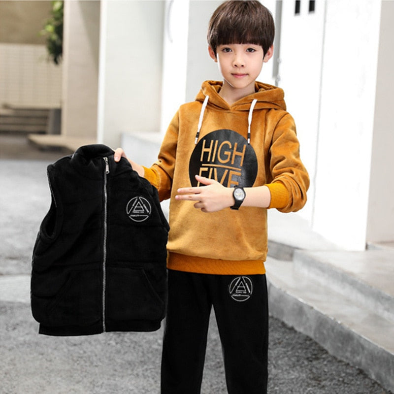 Boys Suit Sweatshirts +Pants+ Vest Cotton 3Pcs/Sets 