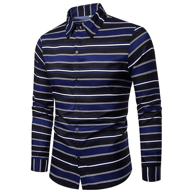 Colors Striped Long Sleeve Mens Shirt