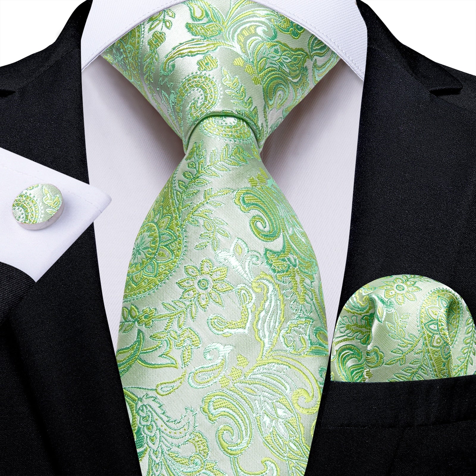 Tie -  Novelty Design Silk Teal Green Paisley Tie