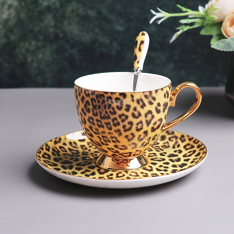 Tea Set - Coffee Mug and Tea Set Leopard Print