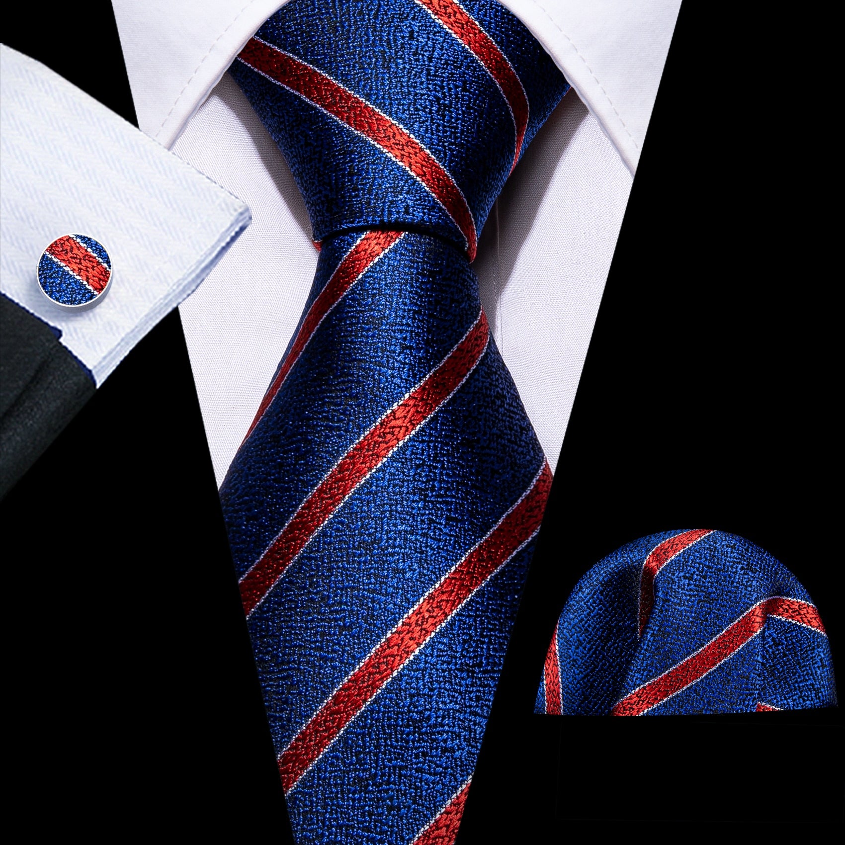 Ties Hanky Cufflinks Silk Set