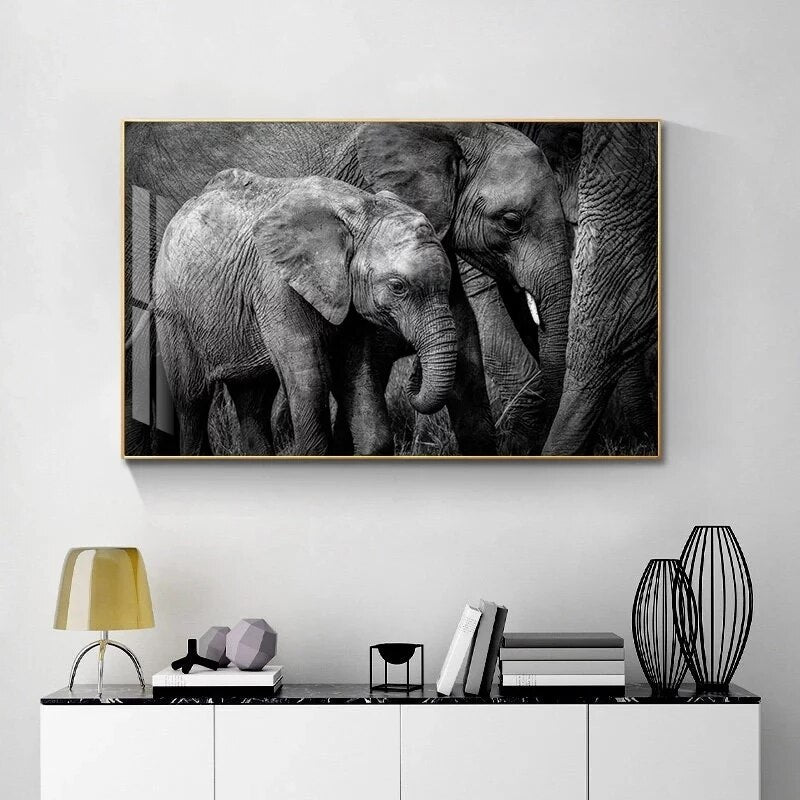 Poster - Black and White African Elephant