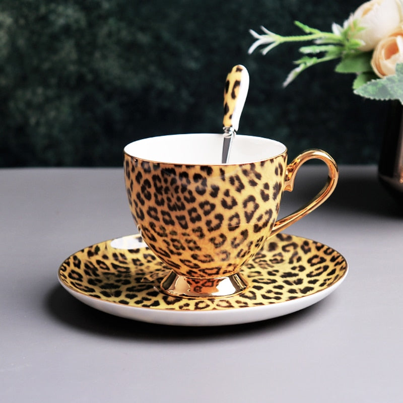 Tea Set - Coffee Mug and Tea Set Leopard Print