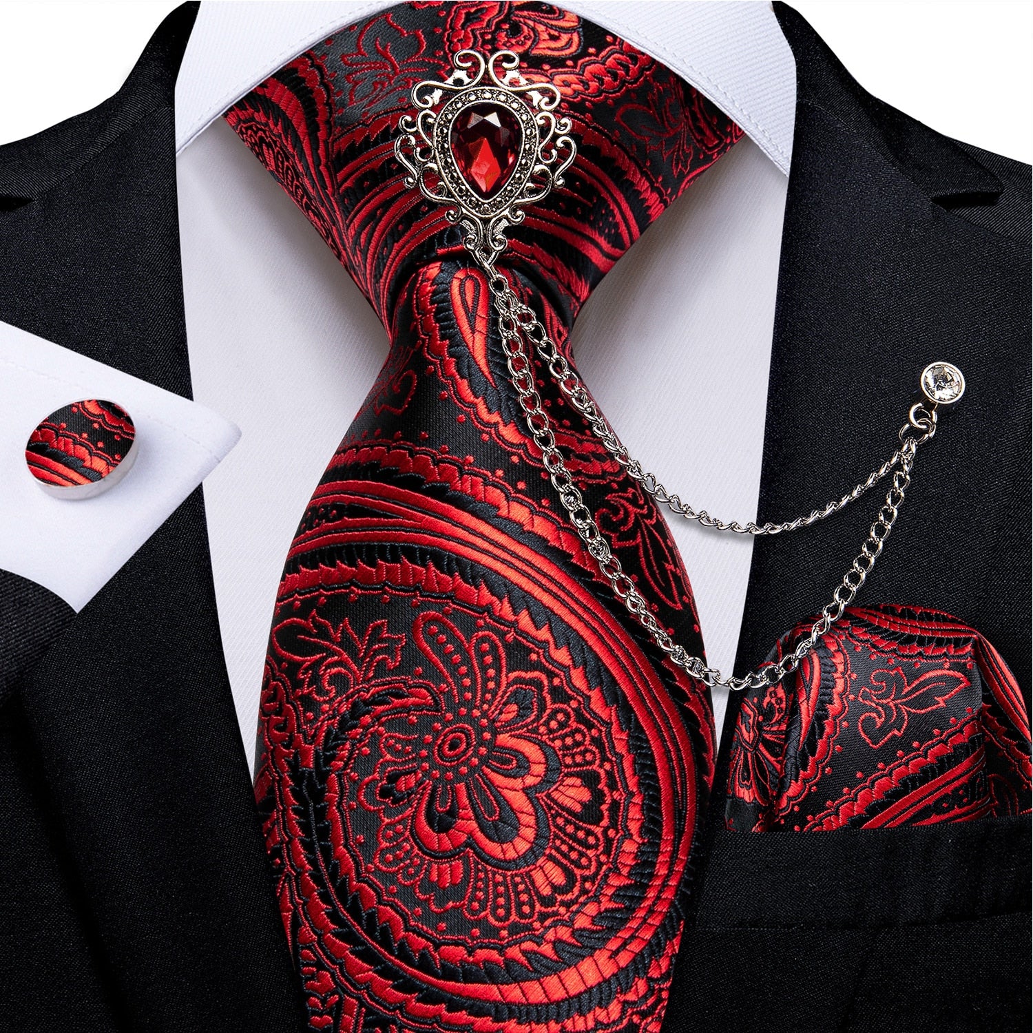 Red Fashion 8cm Men's Silk Tie