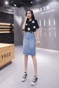 Denim Knee-Length Skirt