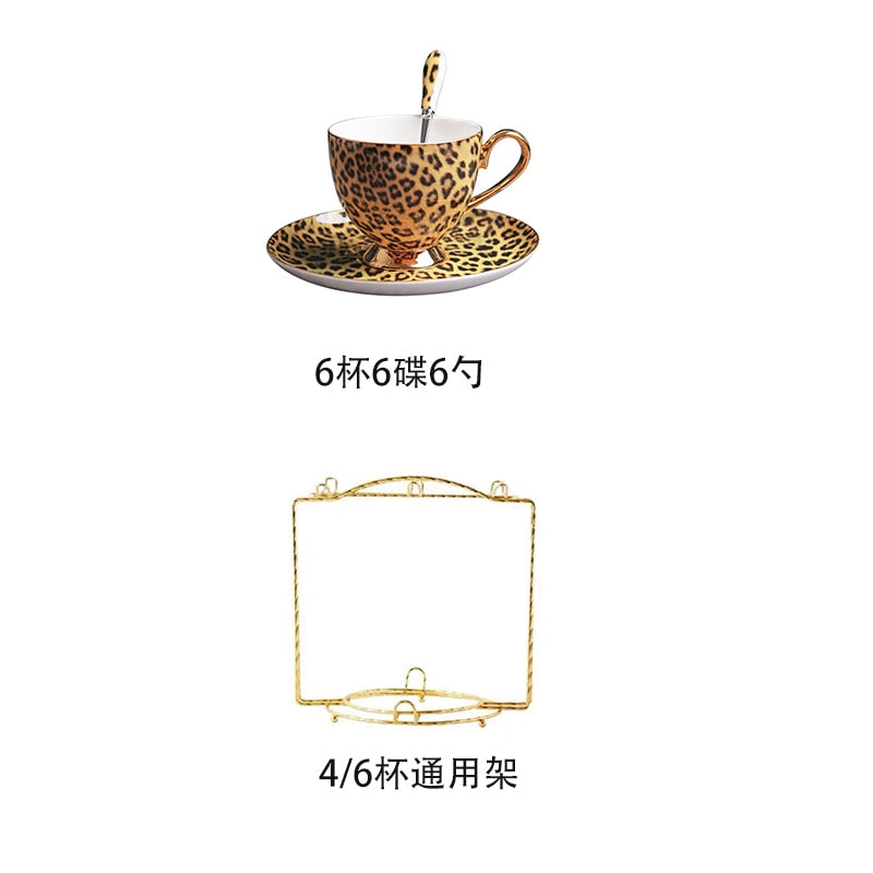 Tea Set - Coffee Mug and Tea Set Leopard Print