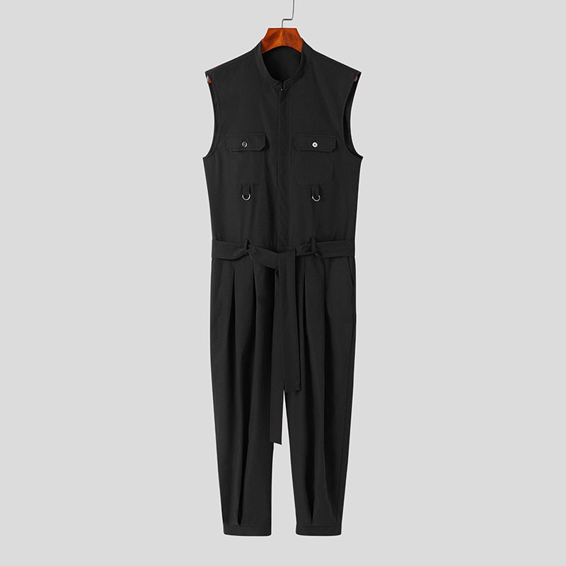 Jumpsuit - Solid Lapel  Men Jumpsuits