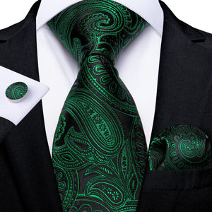 Tie -  Novelty Design Silk Teal Green Paisley Tie