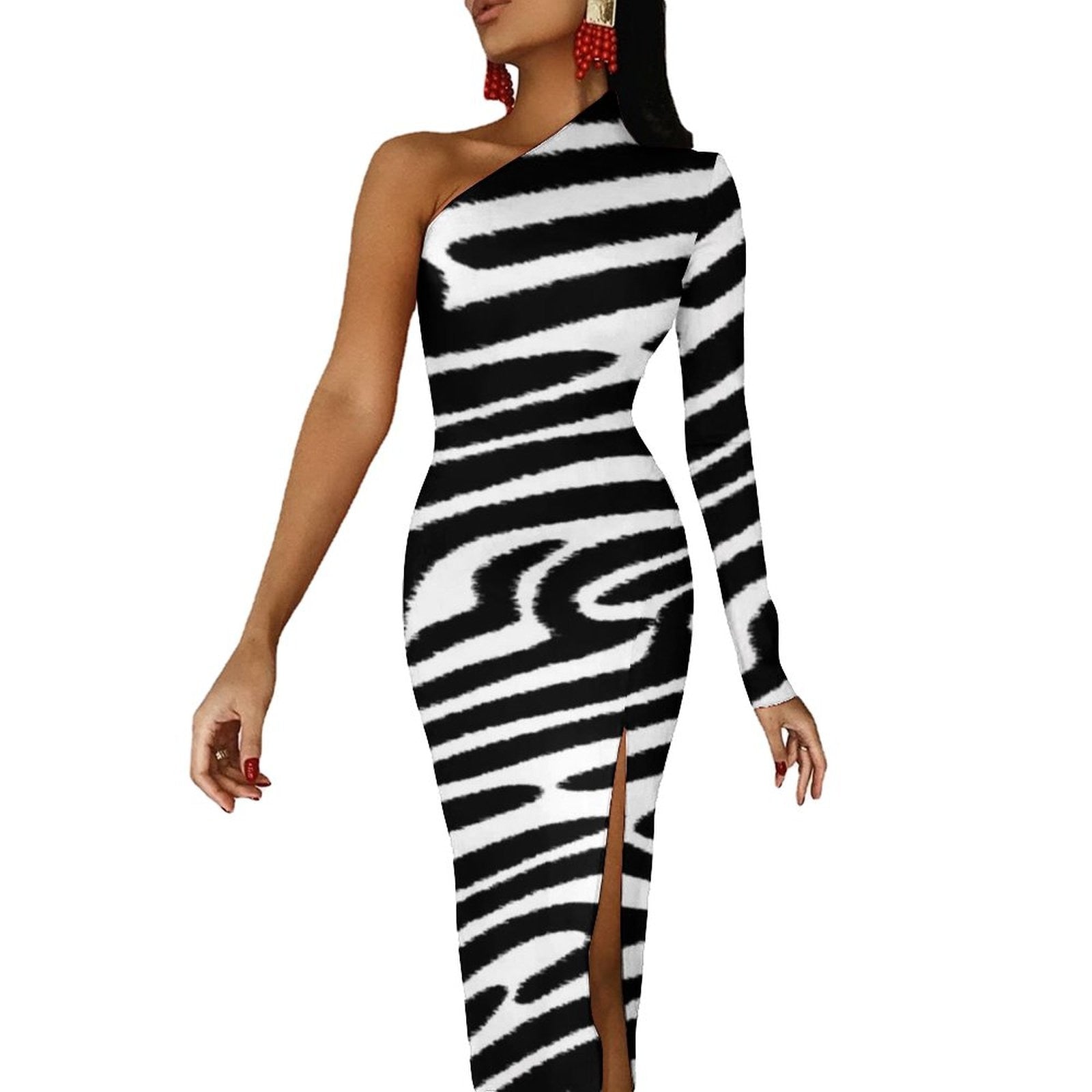 Black And White Zebra Print Maxi Dress