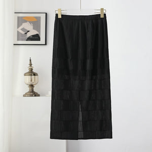 Slim Plaid Pleated  Skirt