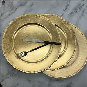 Dinner 13 inch Gold Plastic Beaded Charger Wedding Plates