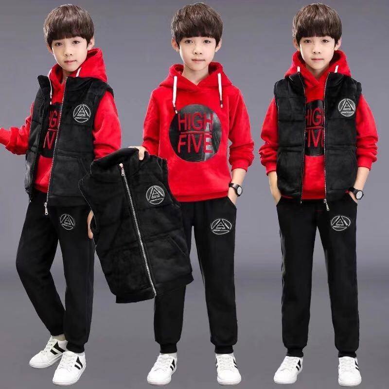 Boys Suit Sweatshirts +Pants+ Vest Cotton 3Pcs/Sets 