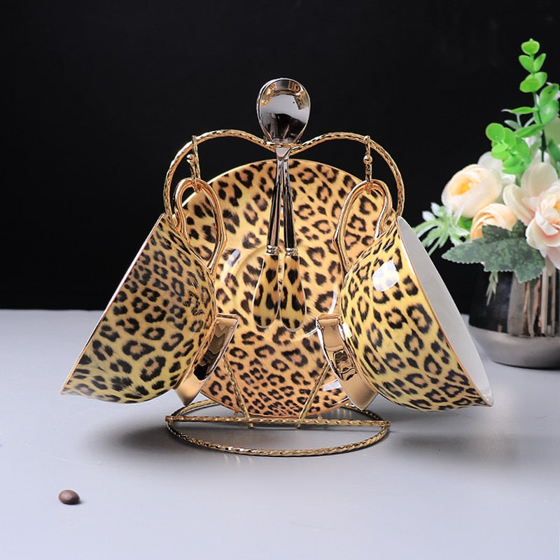 Tea Set - Coffee Mug and Tea Set Leopard Print