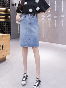 Denim Knee-Length Skirt