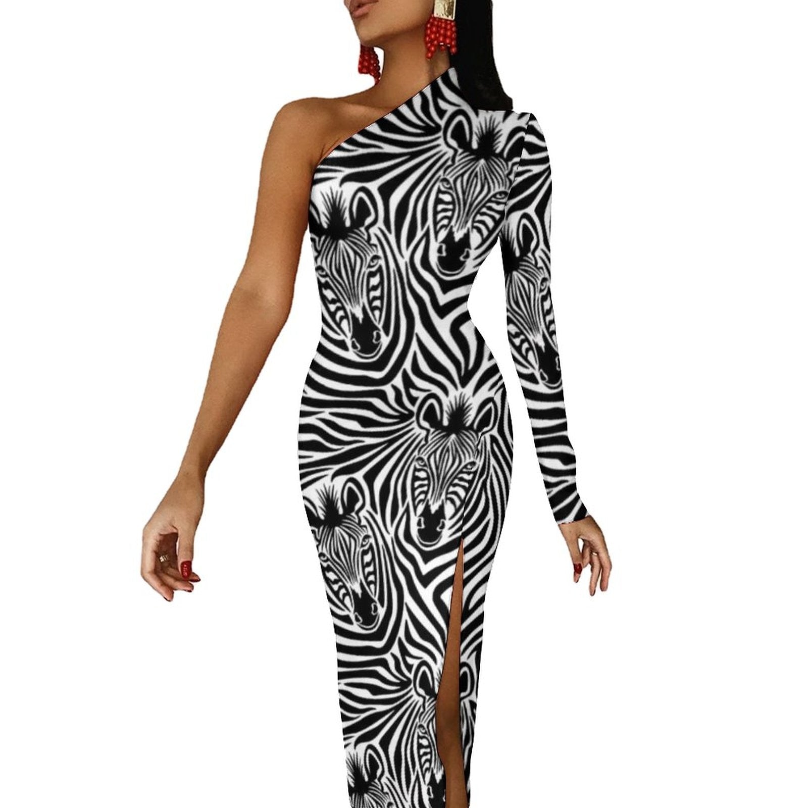 Black And White Zebra Print Maxi Dress