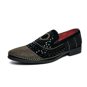 Noble Black Rhinestone Men Dress Shoes