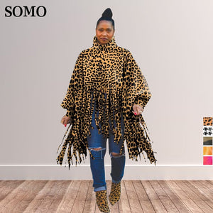 Fashion Long Sleeve Fringed Poncho