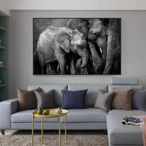 Poster - Black and White African Elephant