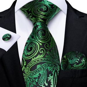 Tie -  Novelty Design Silk Teal Green Paisley Tie