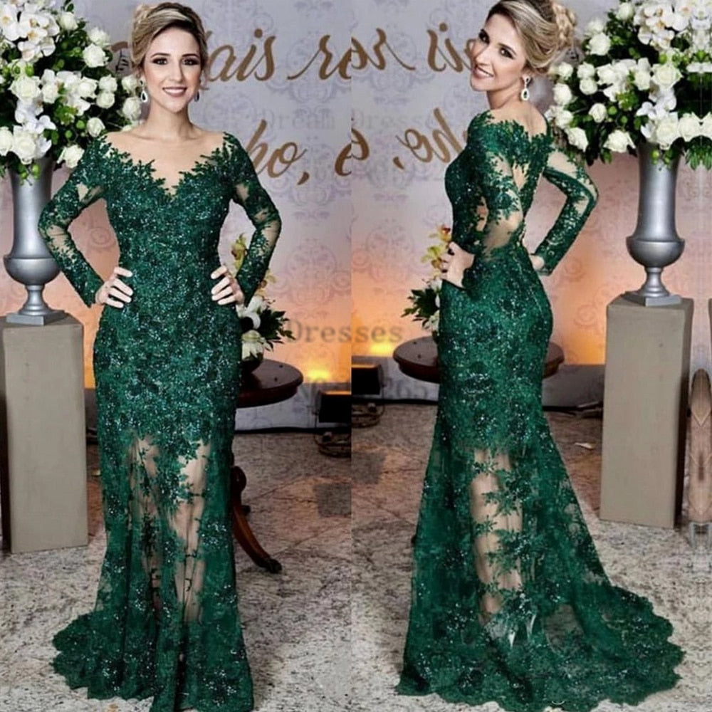 Dress - Retro Dark Green Sheath Mother of the Bride Dress