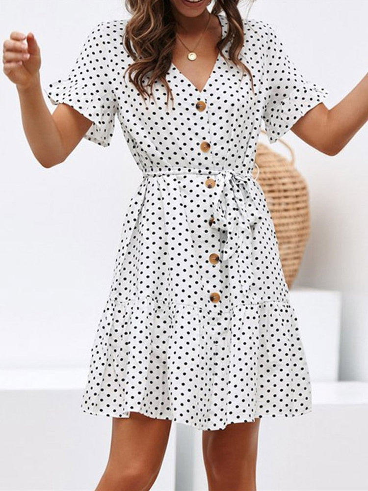 Chiffon Dress Casual Short Sleeve