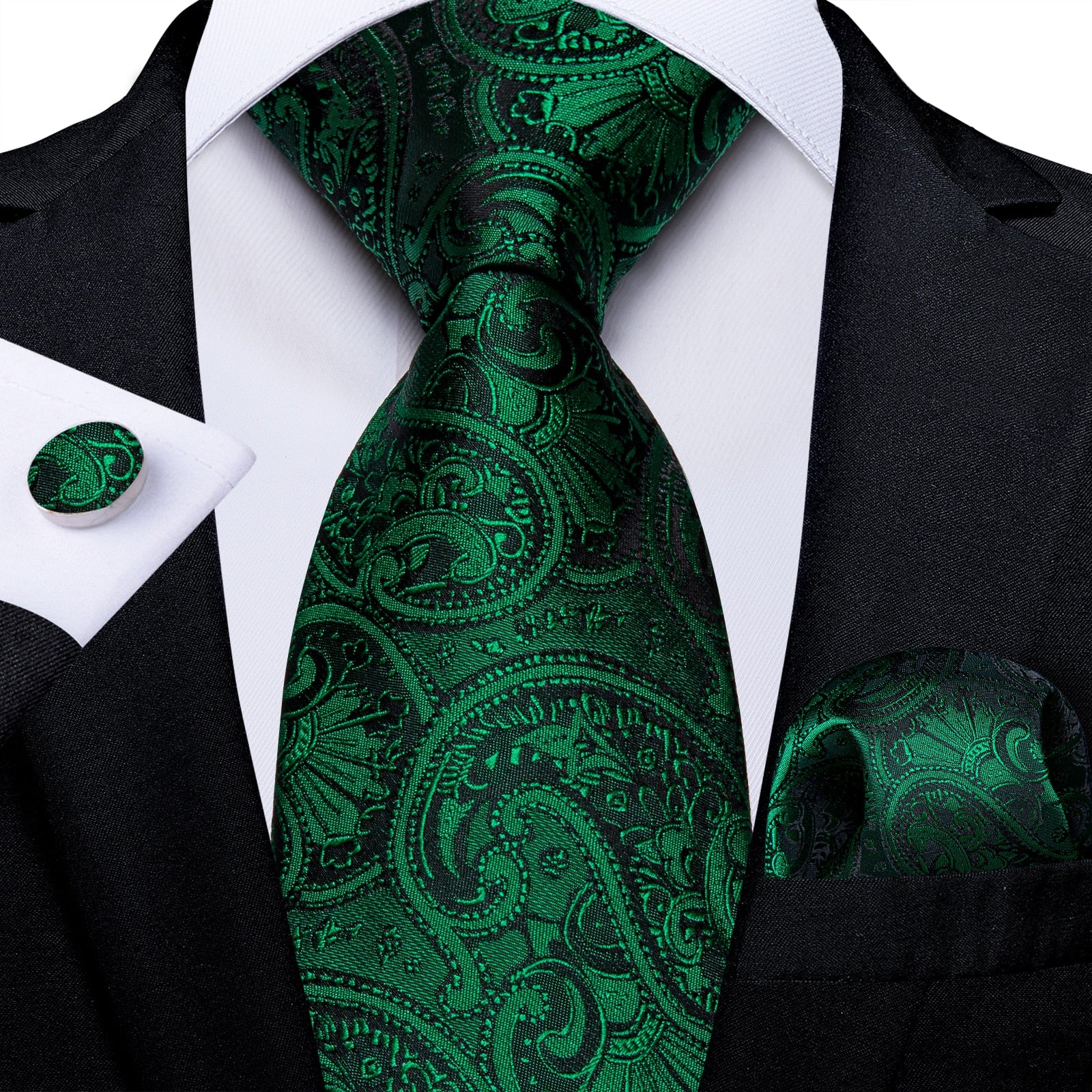 Tie -  Novelty Design Silk Teal Green Paisley Tie