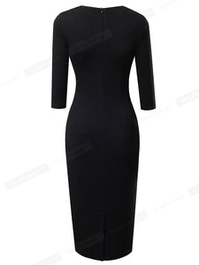 Dress - Nice forever Classy Contrast Color Patchwork Elegant Dress