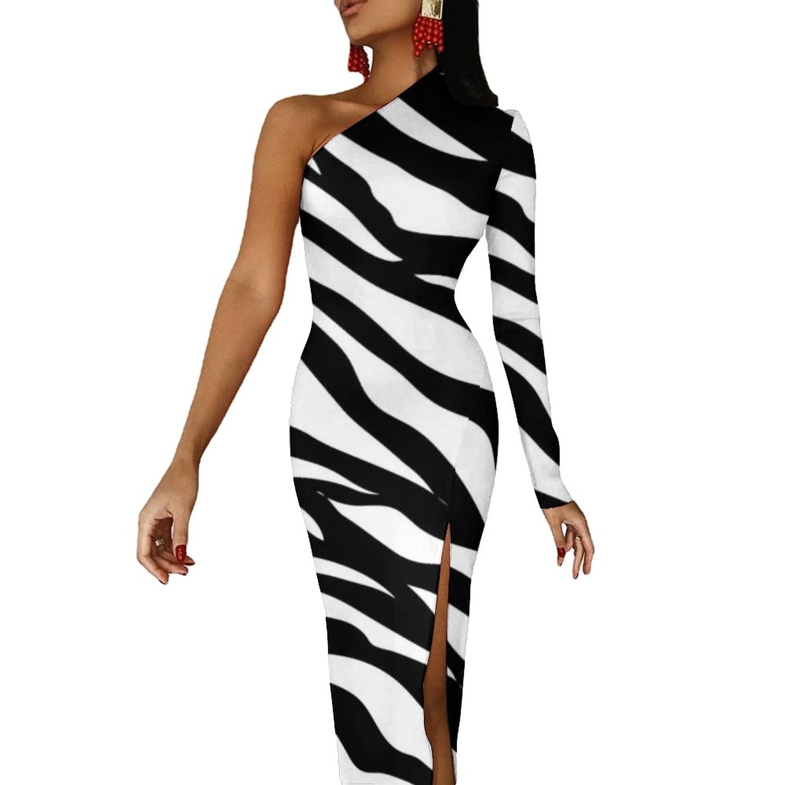 Black And White Zebra Print Maxi Dress