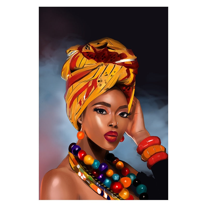 Painting - Canvas Painting African Black Woman Graffiti Art