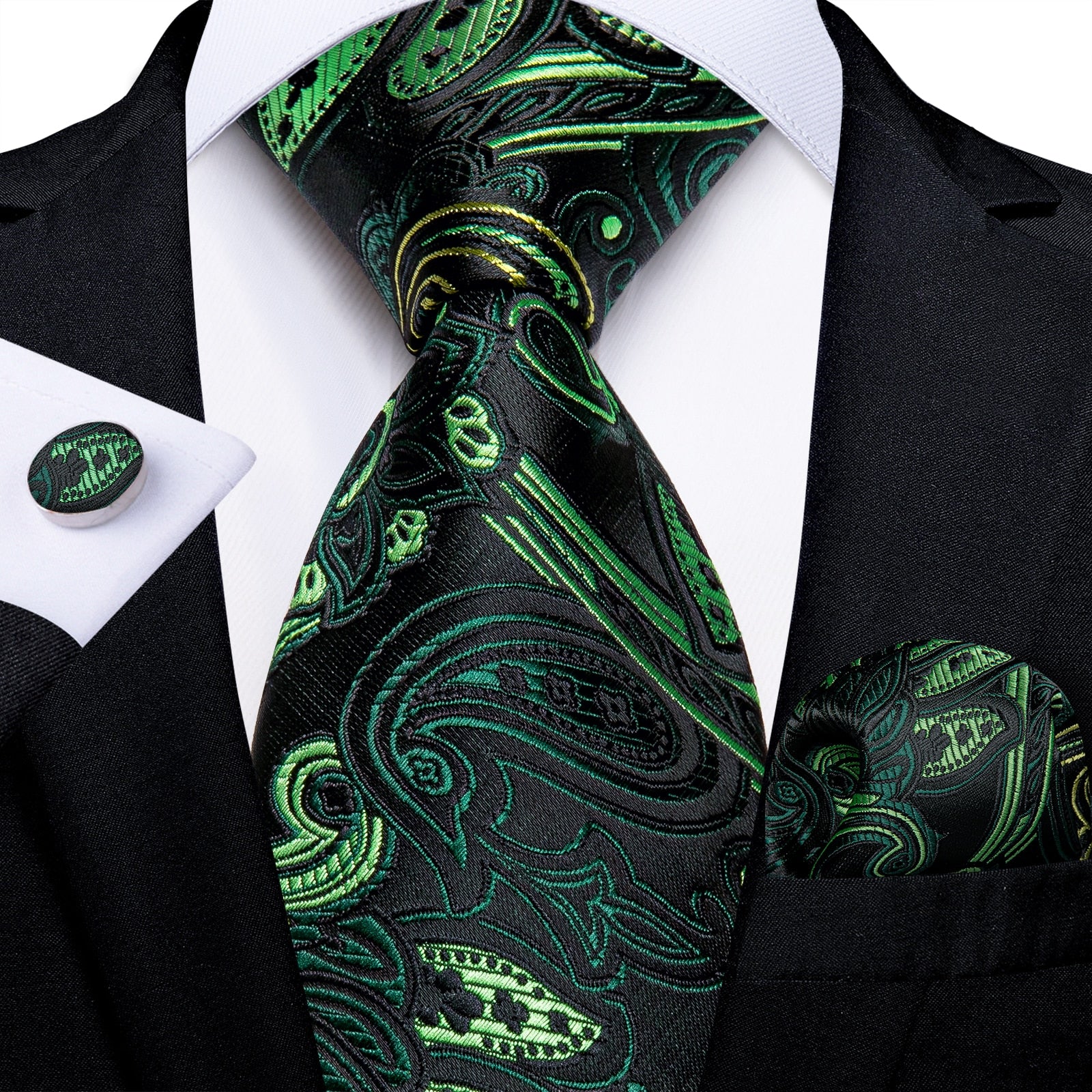 Tie -  Novelty Design Silk Teal Green Paisley Tie