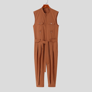 Jumpsuit - Solid Lapel  Men Jumpsuits