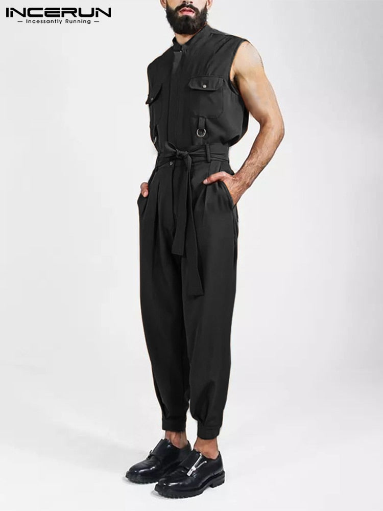 Jumpsuit - Solid Lapel  Men Jumpsuits