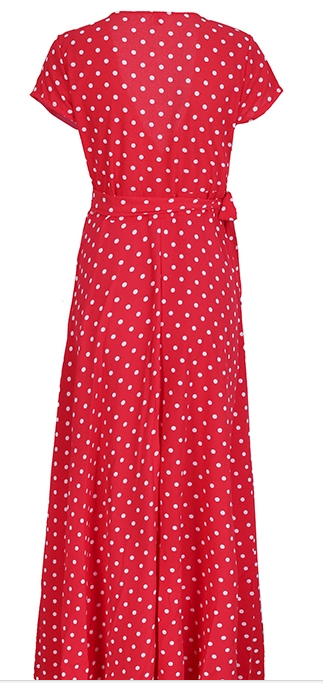 V-Neck Dot Long Dress